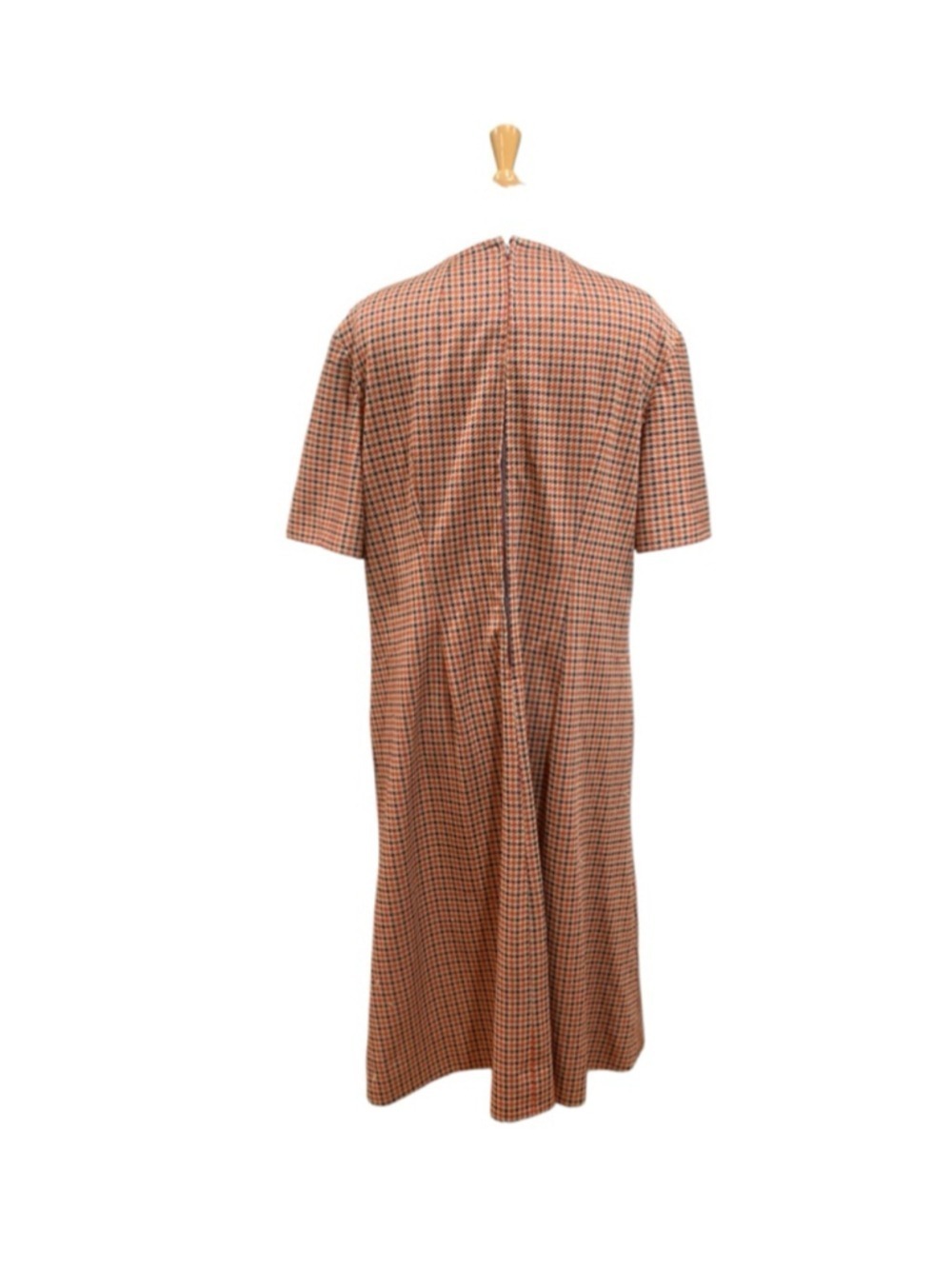 Vntg 60’s Women's handmade Orange and Blue houndstooth Vneck Volup Dress - Picture 5 of 6